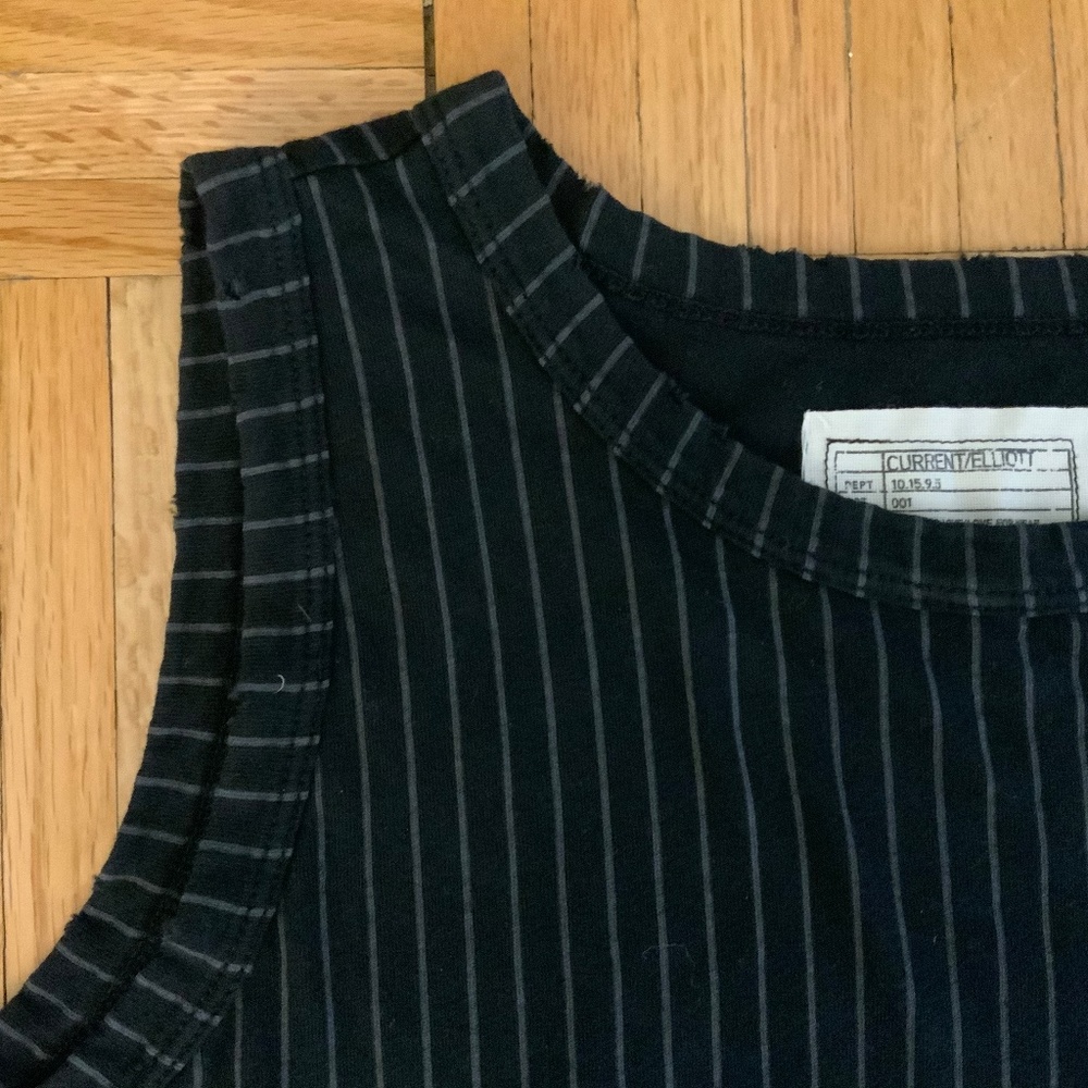 Current/Elliot Stripe Tank Top Pinstripe Shirt One-of-a-kind Sample Oversized - Picture 3 of 5